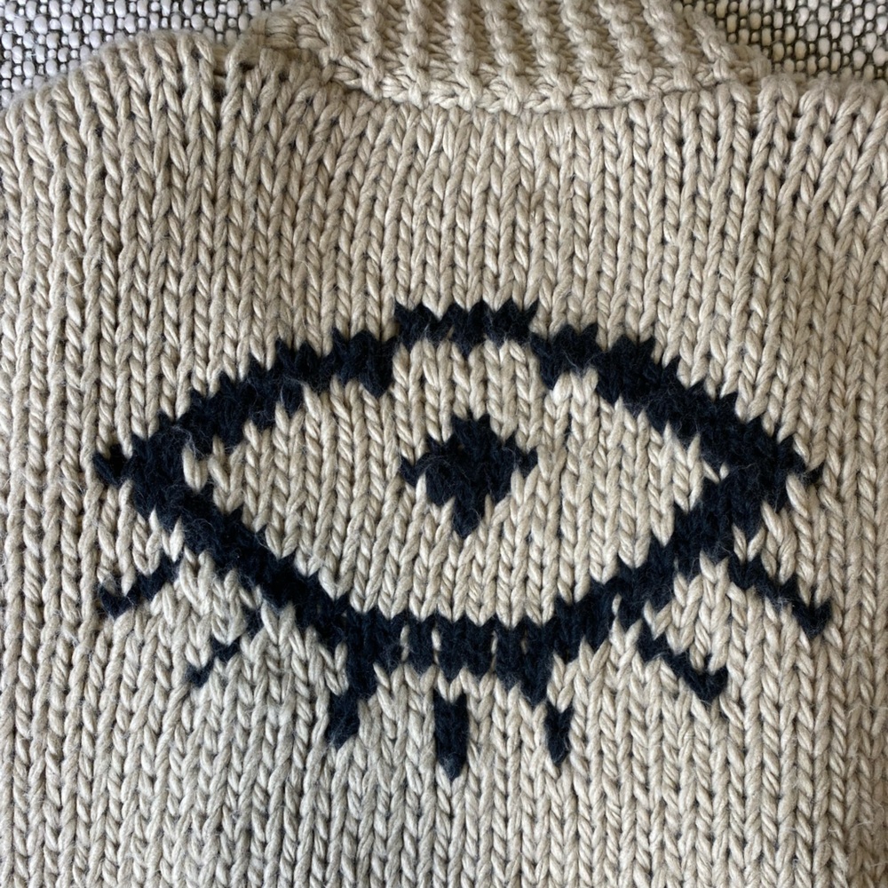 Jackson Rowe “I See You” Wool Cardigan, size small.